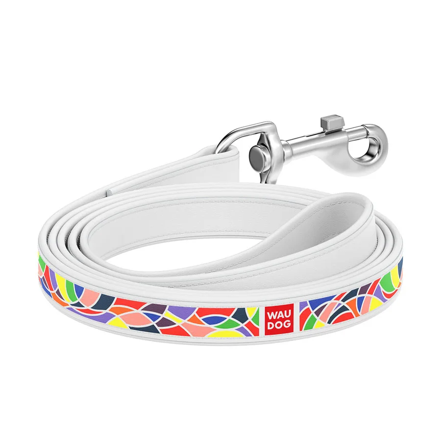 Повідець WAUDOG Design Вітраж 25 мм x 122 см шкіра білий L-XL