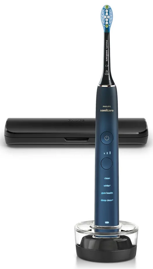 Електрична зубна щітка Philips Sonicare DiamondClean 9000, 62 тис. коливань/хв, 1 насадка, футляр, Bluetooth.