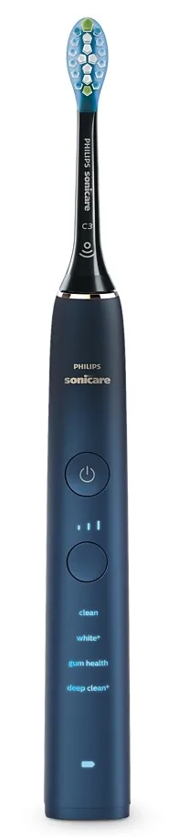 Електрична зубна щітка Philips Sonicare DiamondClean 9000, 62 тис. коливань/хв, 1 насадка, футляр, Bluetooth.