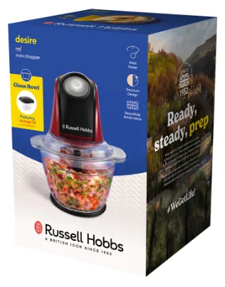 Подрібнювач Russell Hobbs Скло 1 л Червоний 200 Вт