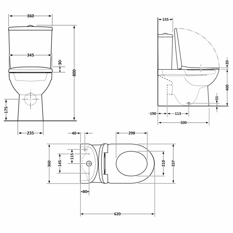 Унітаз підлоговий Qtap Stork Ultra Quiet безобідковий кераміка 630х350х805 мм Білий