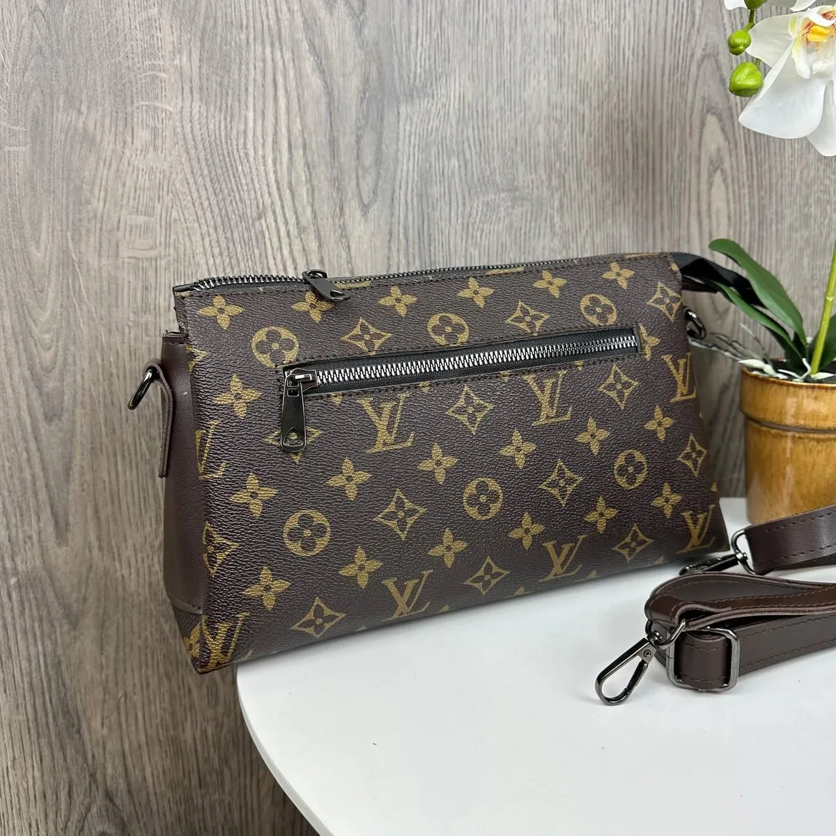 Женская мини-сумочка-клатч квадратная 29x15x10 см экокожа коричневая