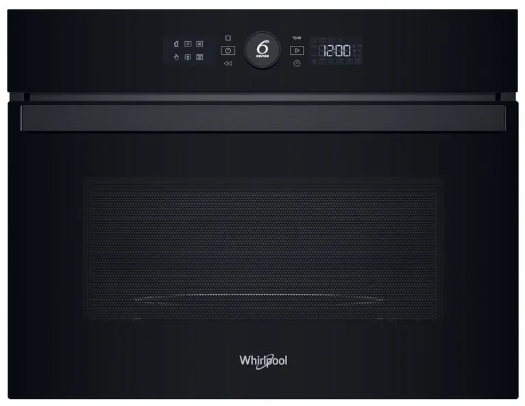 Електрична компактна духова шафа Whirlpool, 40л, з дисплеєм, конвекцією та функцією мікрохвиль, чорного кольору.