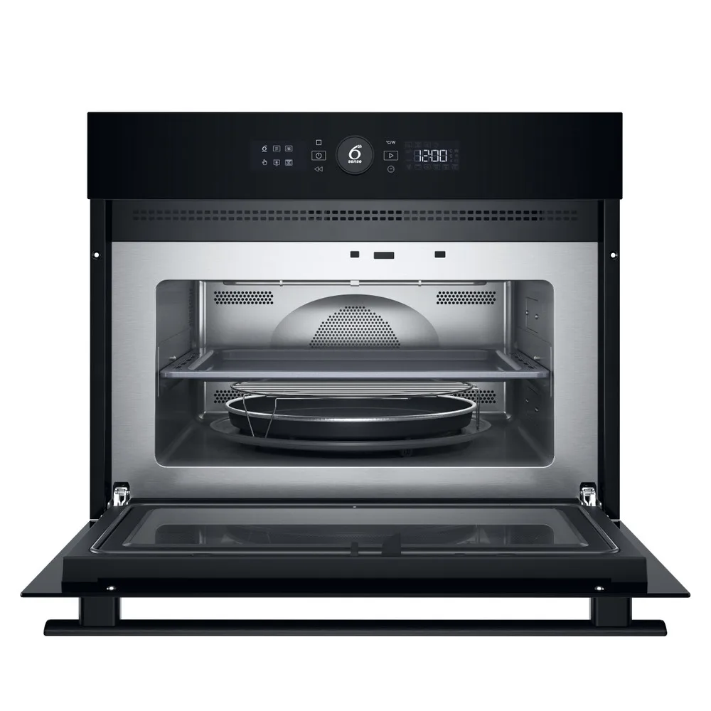 Електрична компактна духова шафа Whirlpool, 40л, з дисплеєм, конвекцією та функцією мікрохвиль, чорного кольору.