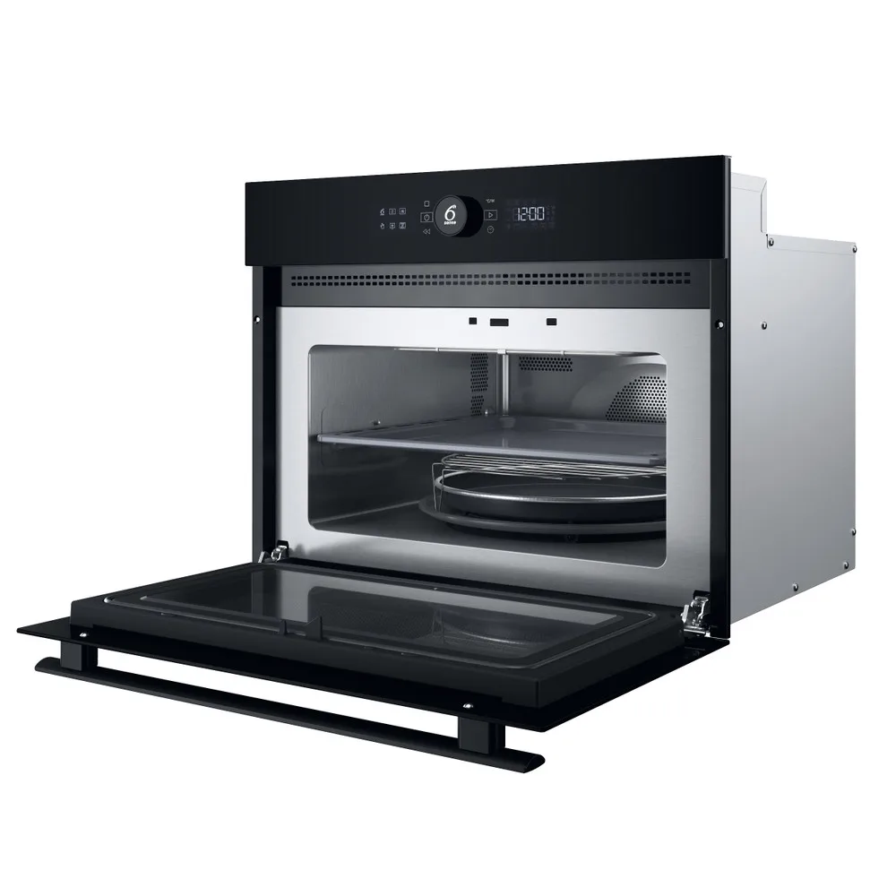 Електрична компактна духова шафа Whirlpool, 40л, з дисплеєм, конвекцією та функцією мікрохвиль, чорного кольору.