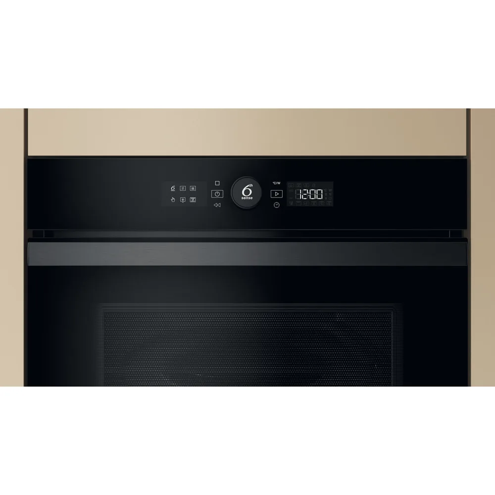 Електрична компактна духова шафа Whirlpool, 40л, з дисплеєм, конвекцією та функцією мікрохвиль, чорного кольору.