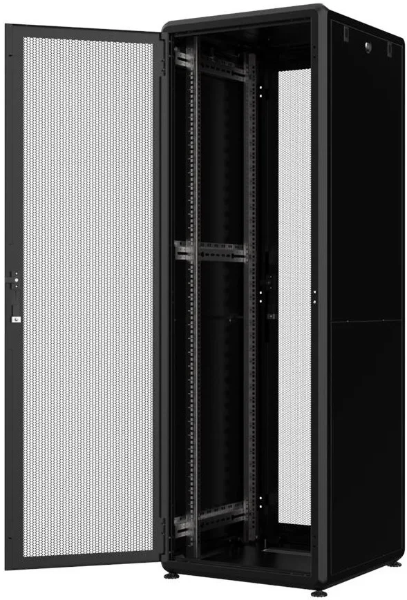 Шкаф MIRSAN 19", 42U, GTV, перфорация 63%, 600x600 мм, максимальная нагрузка 2000 кг, черный.