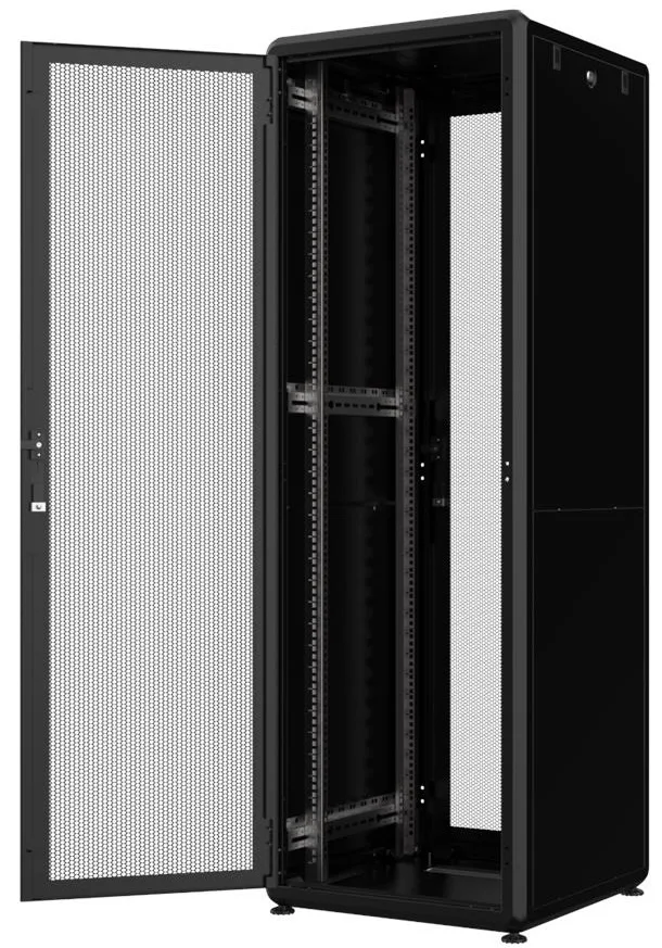 Шкаф MIRSAN 19", 42U, GTV, перфорация 63%, 600x600 мм, максимальная нагрузка 2000 кг, черный.