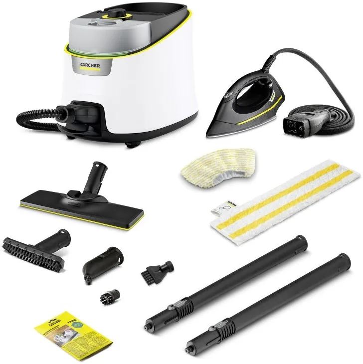 Пароочисник Karcher SC 4 Deluxe Iron, 2200Вт, 1300мл, 4Бар, праска та швабра, білий колір.