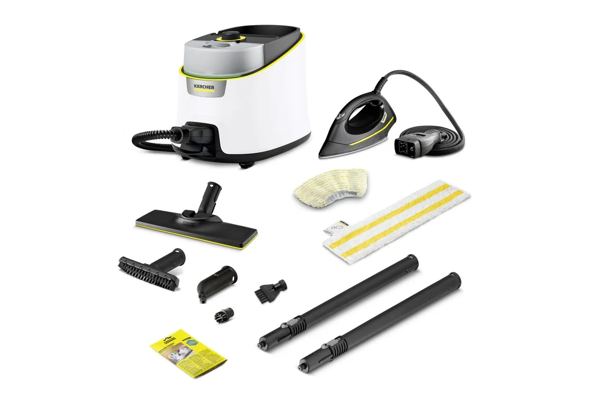 Пароочиститель Karcher SC 4 Deluxe Iron, 2200Вт, 1300мл, 4Бар, утюг и швабра, белый цвет