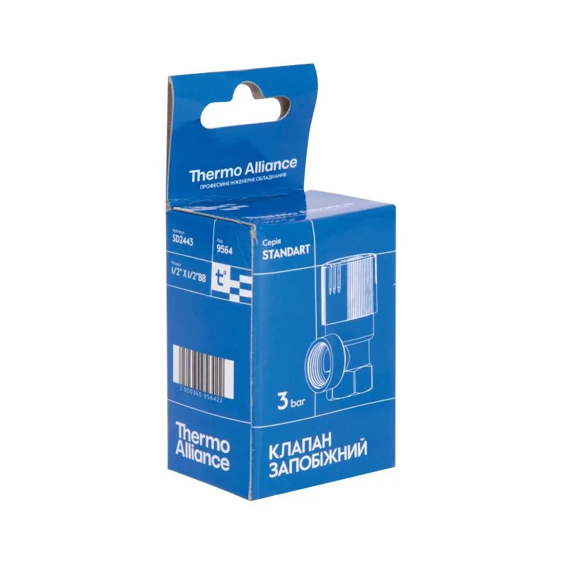 Запобіжний клапан 1/2" 3 бар латунь Thermo Alliance SD2443