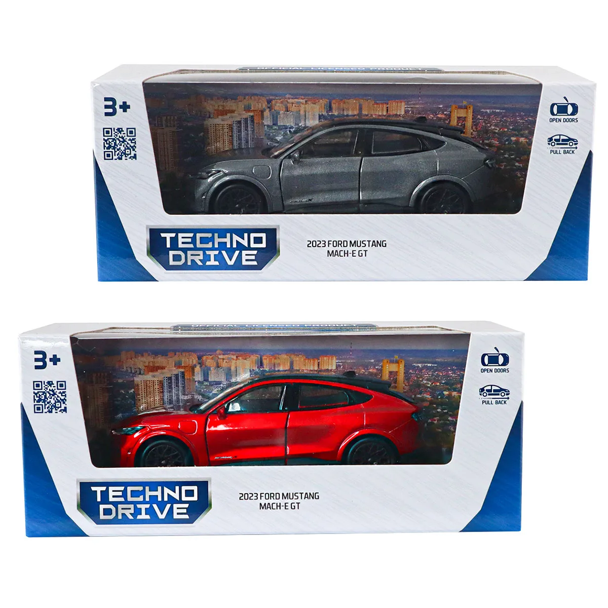 Автомодель TechnoDrive метал 1:43 червоний сріблясто-сірий