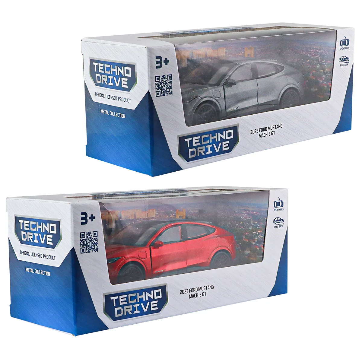 Автомодель TechnoDrive метал 1:43 червоний сріблясто-сірий