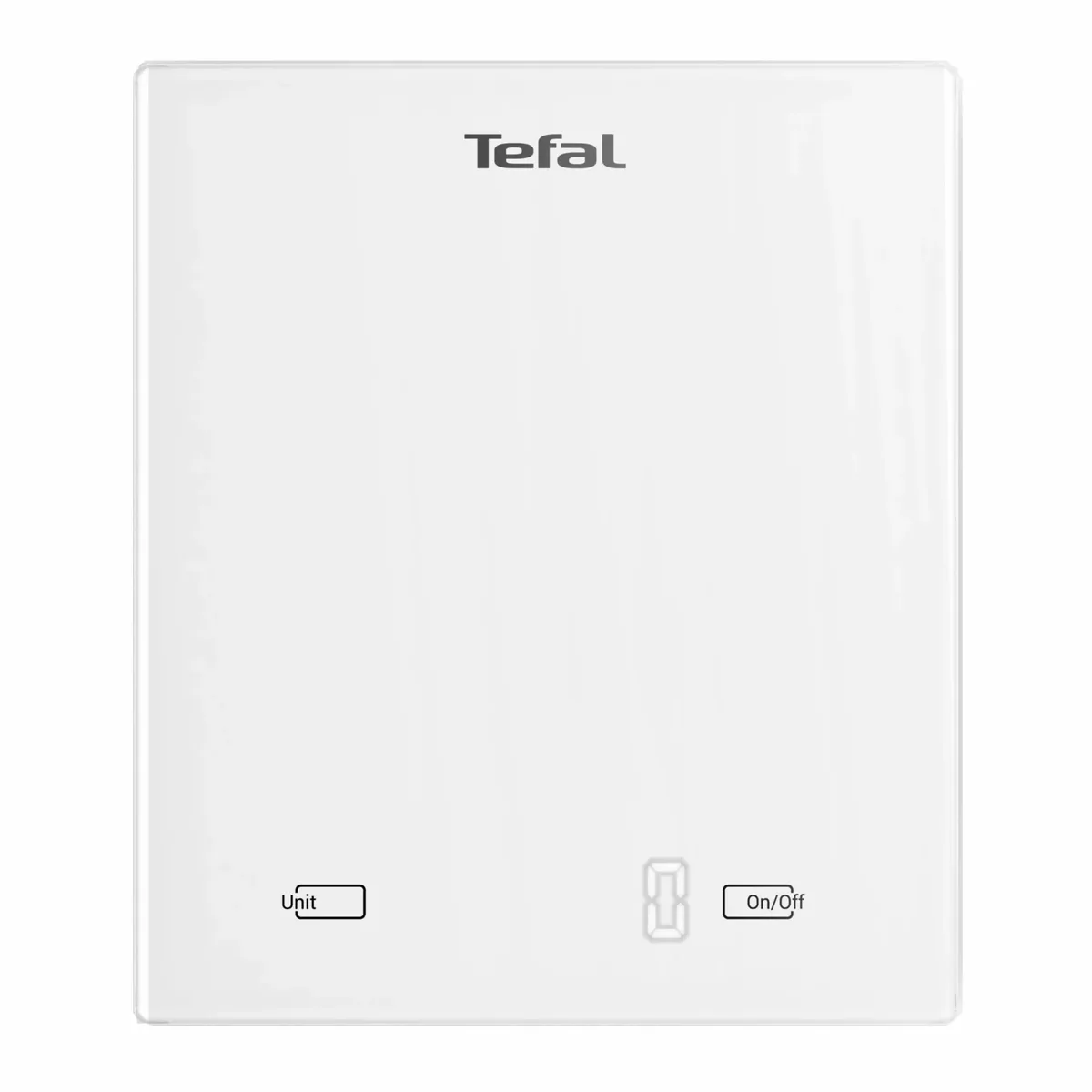 Кухонні ваги Tefal Essential, 5 кг, з батарейками AAAx2, скляна поверхня, білий колір.
