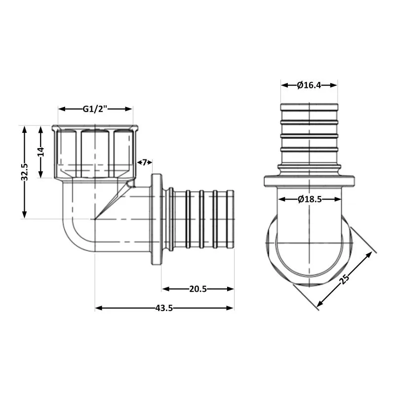 Кут натяжний Icma No1037 20 мм 1/2" латунь для трубопроводів опалення кондиціювання