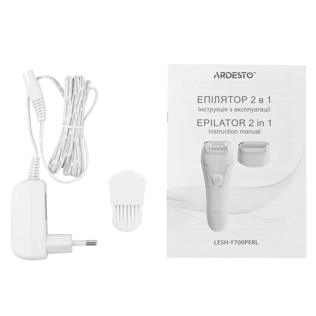 Епілятор ARDESTO 2в1 Pearl Cream LESH-Y700PERL, акумуляторний, пінцетний, з 2 насадками, для сухого епіляції, бежевого кольору.