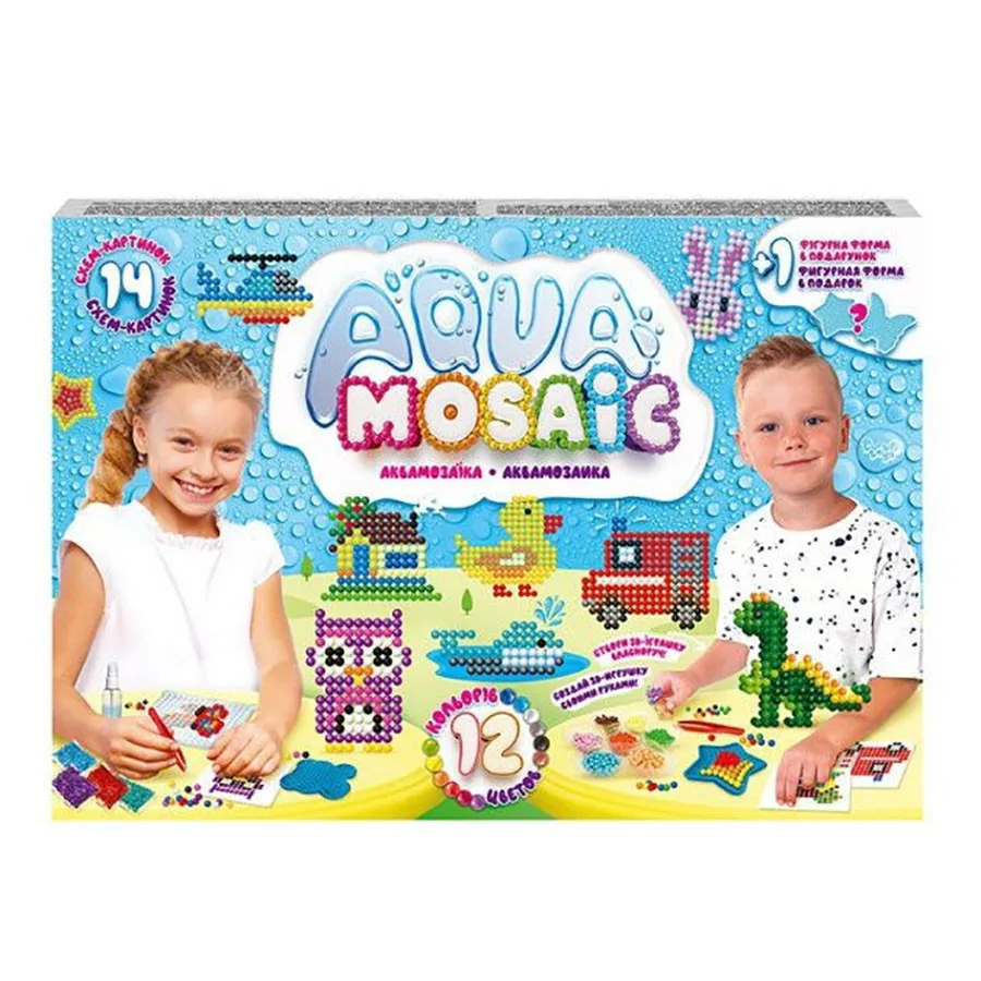Набір креативного творчості Danko Toys 12 кольорів бісеринок безпечний матеріал