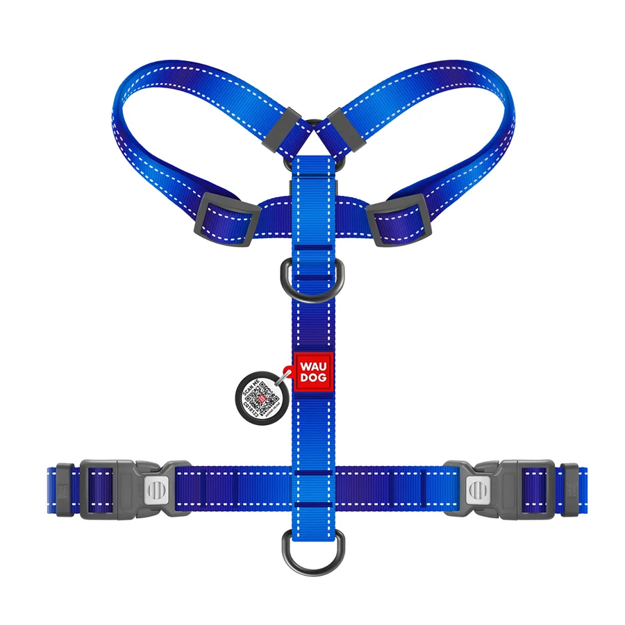 Шлея анатомічна H-подібна WAUDOG Nylon Mono 20 мм М 38-60 см синя