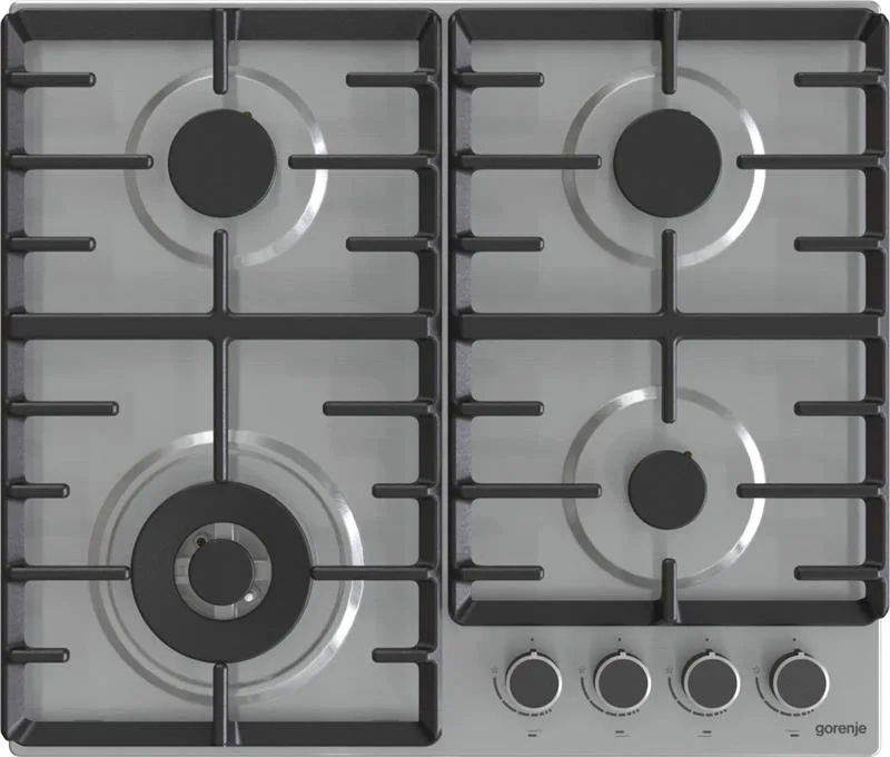 Газова варильна панель Gorenje, 60 см, чавунна, нержавіюча сталь