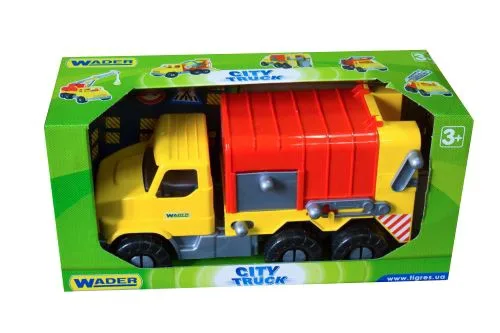 Мусоровоз Wader City Truck жовто-червоний з рухомими елементами від 3 років