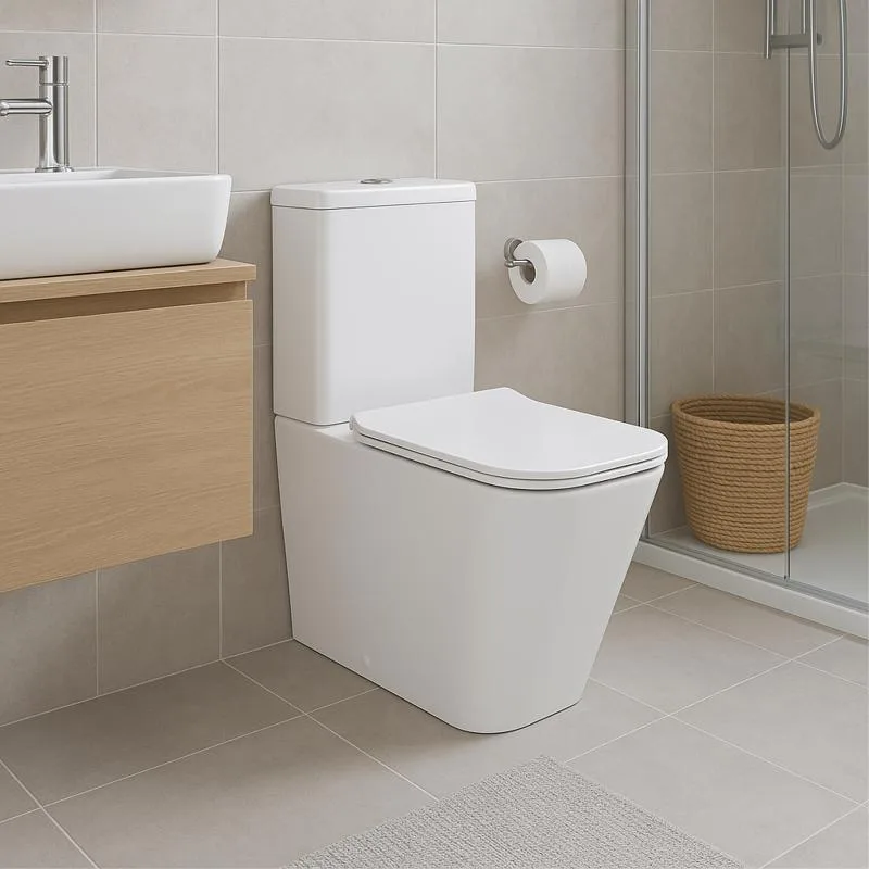 Унитаз-компакт безободковый Qtap Crow Rimless с сиденьем Soft-close белый 640x360x835 мм керамика