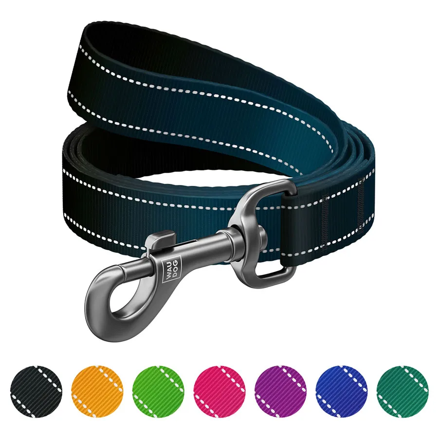Повідець для собак WAUDOG Nylon Mono світловідбивний 20x122 см нейлоновий чорний