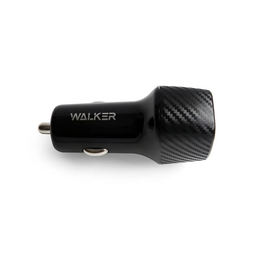 Автомобільний зарядний пристрій WALKER пластик 60х27х21 мм чорний 2USB 15W
