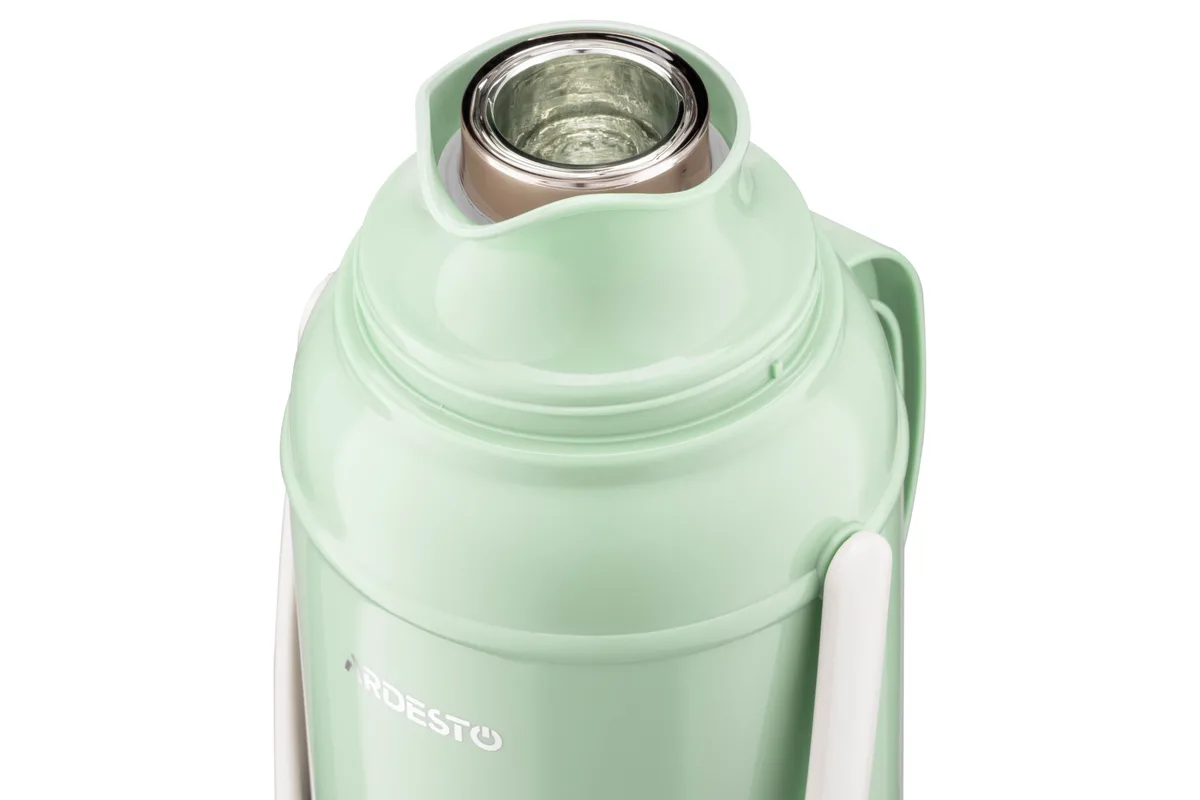 Термос ARDESTO Gemini Gourmet, 2000 мл, пластиковий корпус, боросилікатне скло, зелений колір.