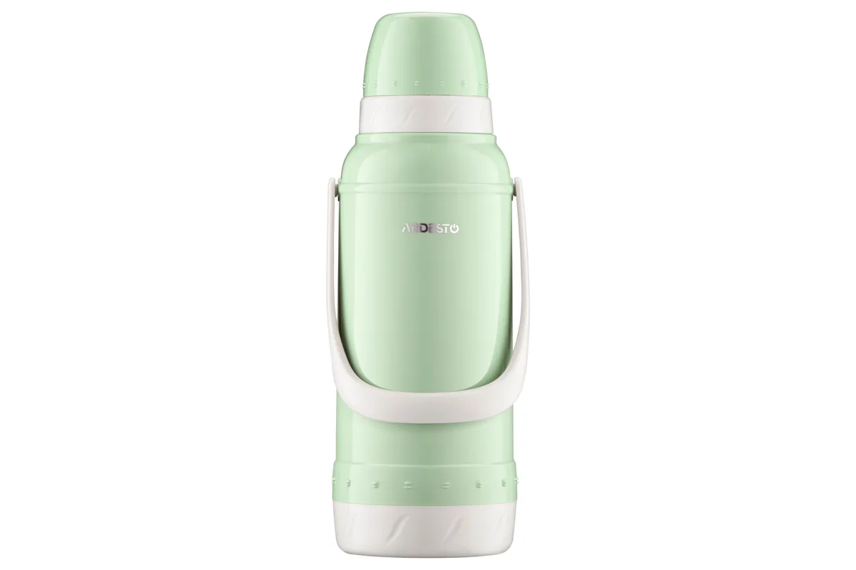 Термос ARDESTO Gemini Gourmet, 2000 мл, пластиковий корпус, боросилікатне скло, зелений колір.