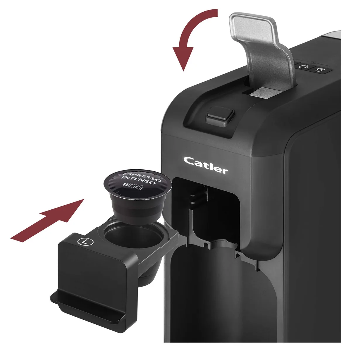 Кофеварка Catler капсульная 0.8л черная для молотого кофе и капсул Nespresso Dolce Gusto