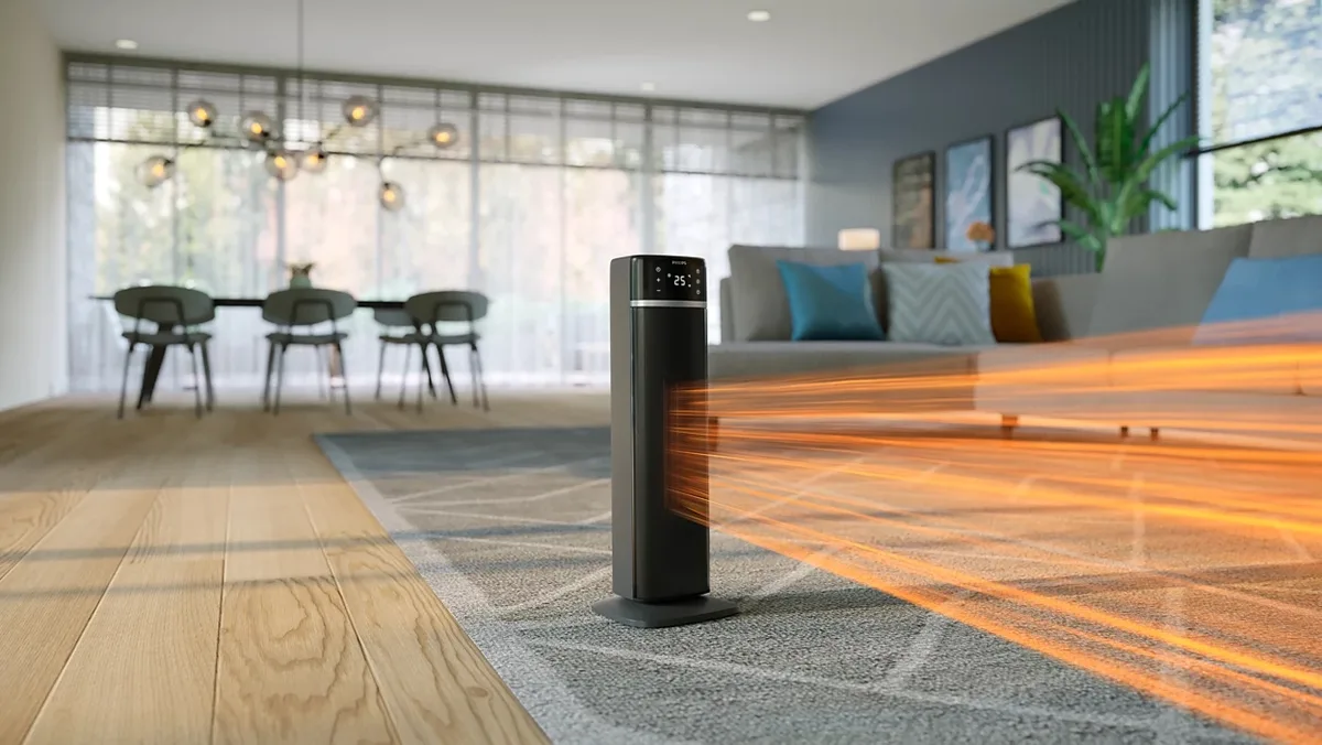 Тепловий вентилятор Philips 5000 Серії, для площі до 20 м2, потужність 2000 Вт, електронне управління, розміри 58 x 19.6 x 21.2 см
