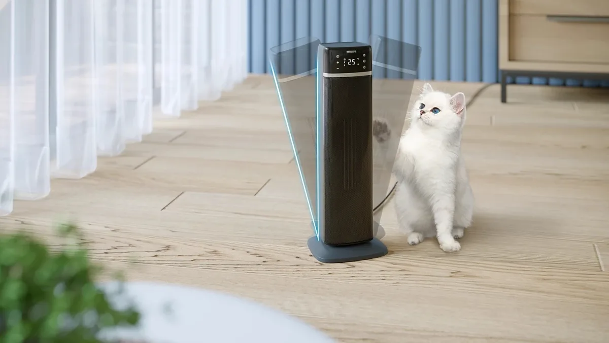 Тепловий вентилятор Philips 5000 Серії, для площі до 20 м2, потужність 2000 Вт, електронне управління, розміри 58 x 19.6 x 21.2 см