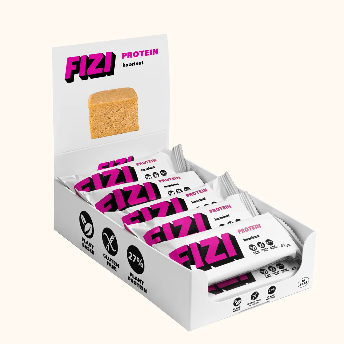 FIZI Protein Bar горіхи фундука 10х45 г ізолят горохового протеїну