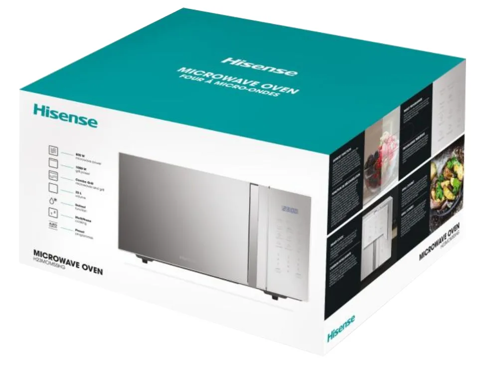 Мікрохвильова піч Hisense з грилем 23 л сенсорна сірий