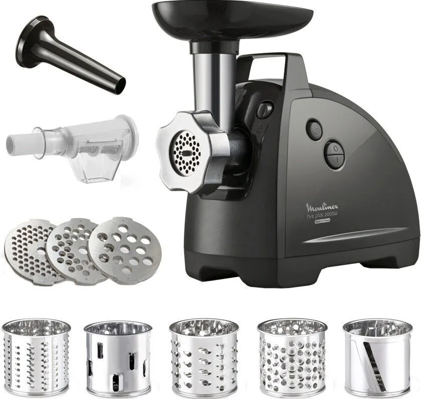 Мясорубка Tefal пластик 2000Вт черная 2.6кгч 3 решетки насадки для колбас кеббе томатов
