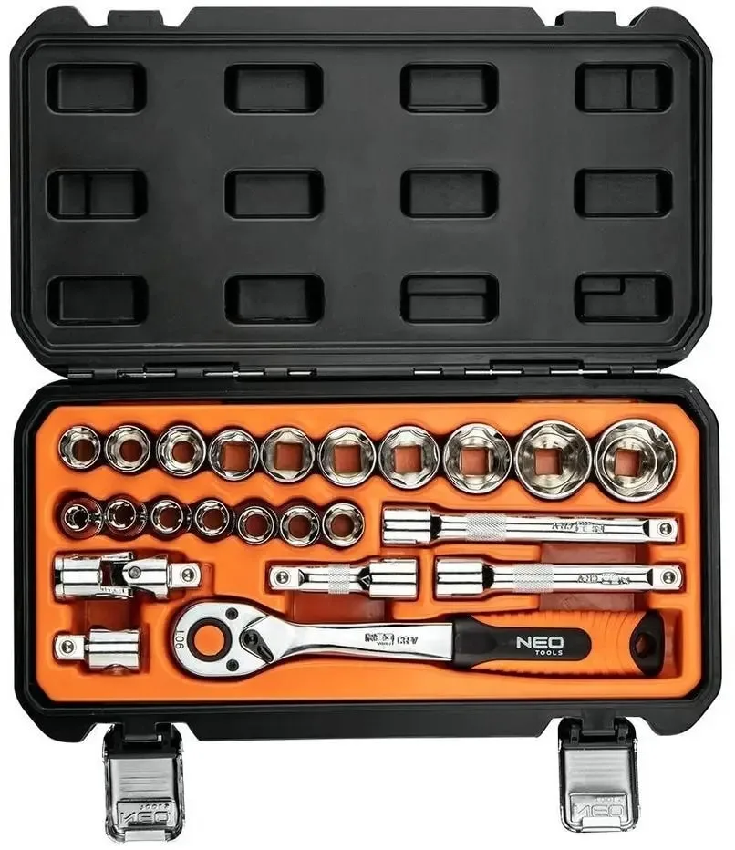 Набір інструментів Neo Tools, Набір торцевих головок 1/2", CrV, 23шт