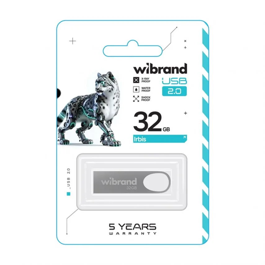 Флеш-пам'ять USB Wibrand метал 32Гб срібна