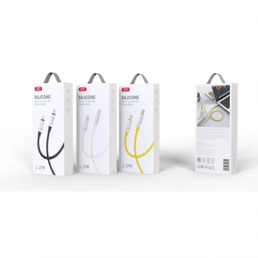 Кабель USB Type-C to Lightning 1м XO силіконовий чорний 27W швидке заряджання