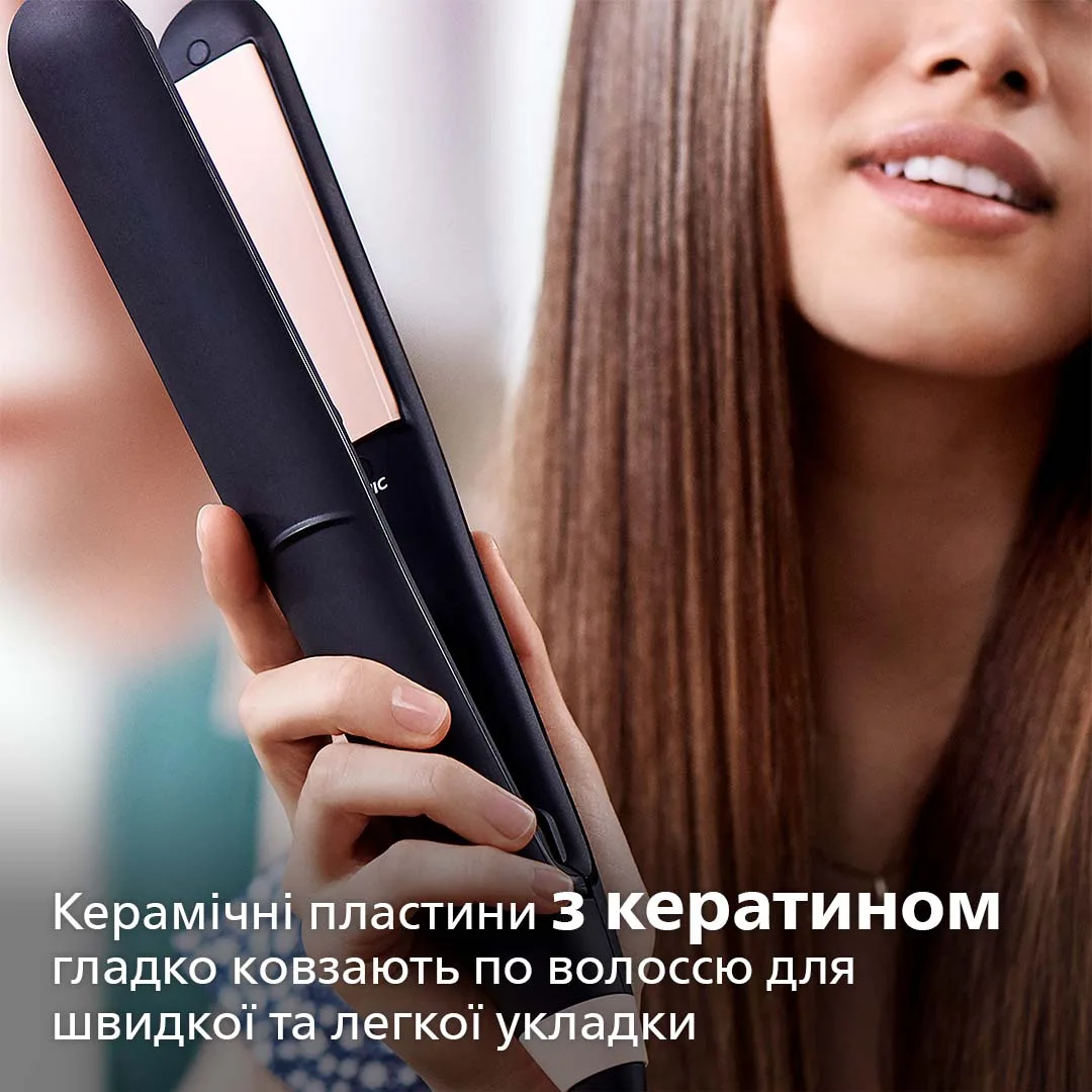 Випрямляч волосся Philips керамічний 100х28 мм чорний рожевий 55 Вт 6 температур