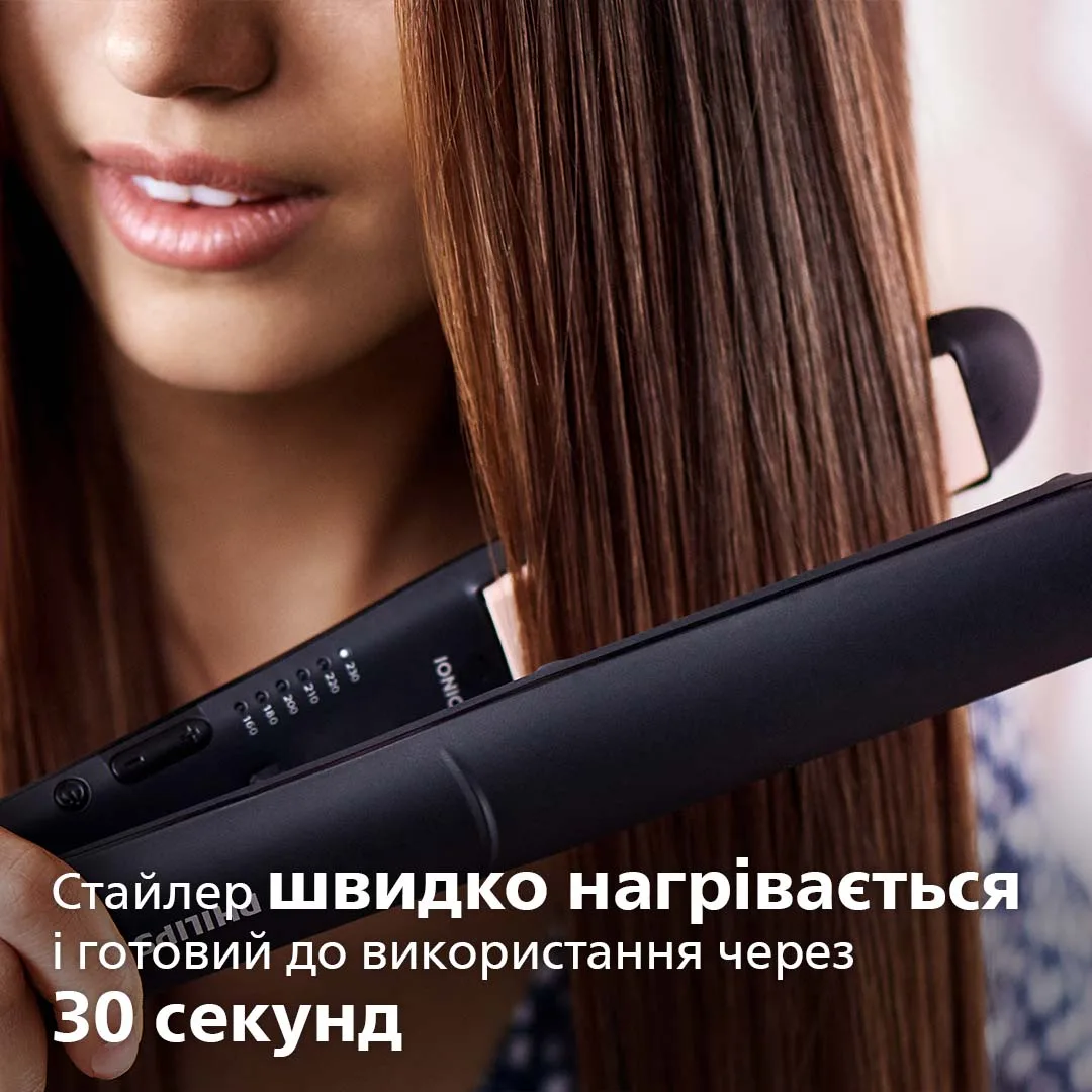 Випрямляч волосся Philips керамічний 100х28 мм чорний рожевий 55 Вт 6 температур