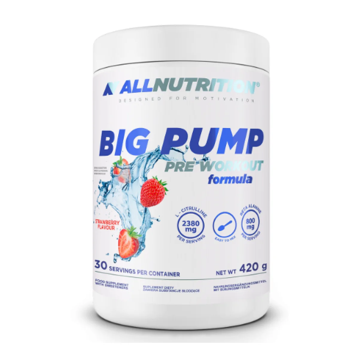 Allnutrition Big Pump Pre Workout 420g Без стимуляторов Вкус клубника