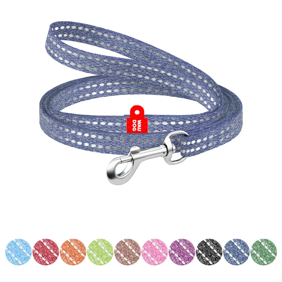 Поводок WAUDOG Re-cotton светоотражающий 10x200 см восстановленный хлопок синий XS