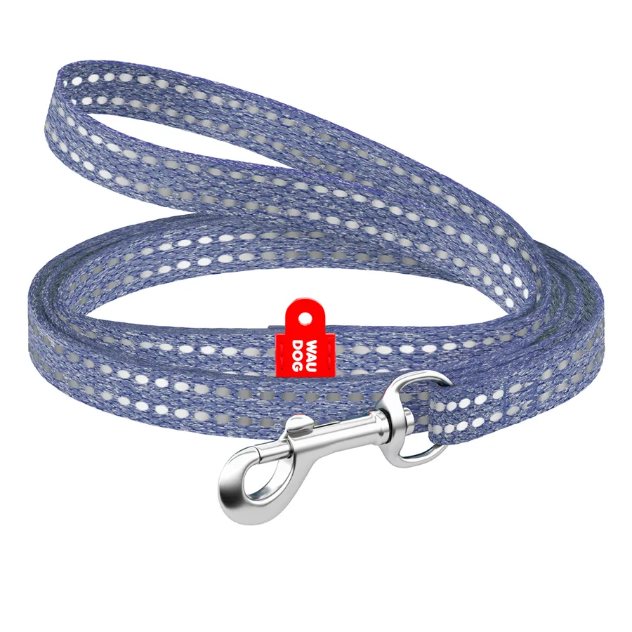 Поводок WAUDOG Re-cotton светоотражающий 10x200 см восстановленный хлопок синий XS