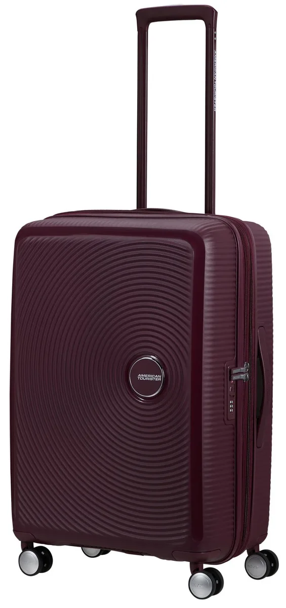 Чемодан American Tourister, Soundbox, полипропилен, средний, 67 см, 71.5/81 л, TSA, 4 колеса, EXP, бордового цвета.