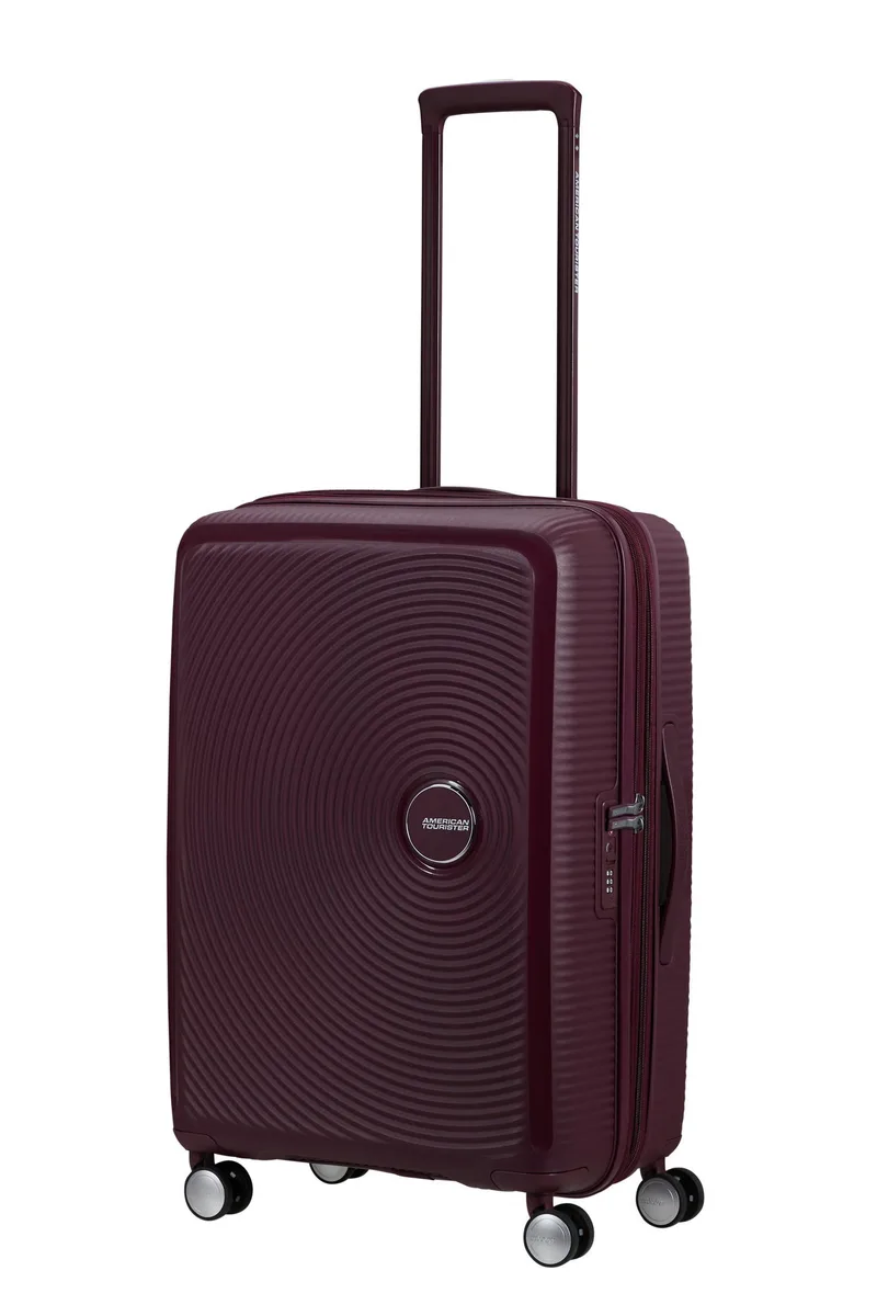 Чемодан American Tourister, Soundbox, полипропилен, средний, 67 см, 71.5/81 л, TSA, 4 колеса, EXP, бордового цвета.