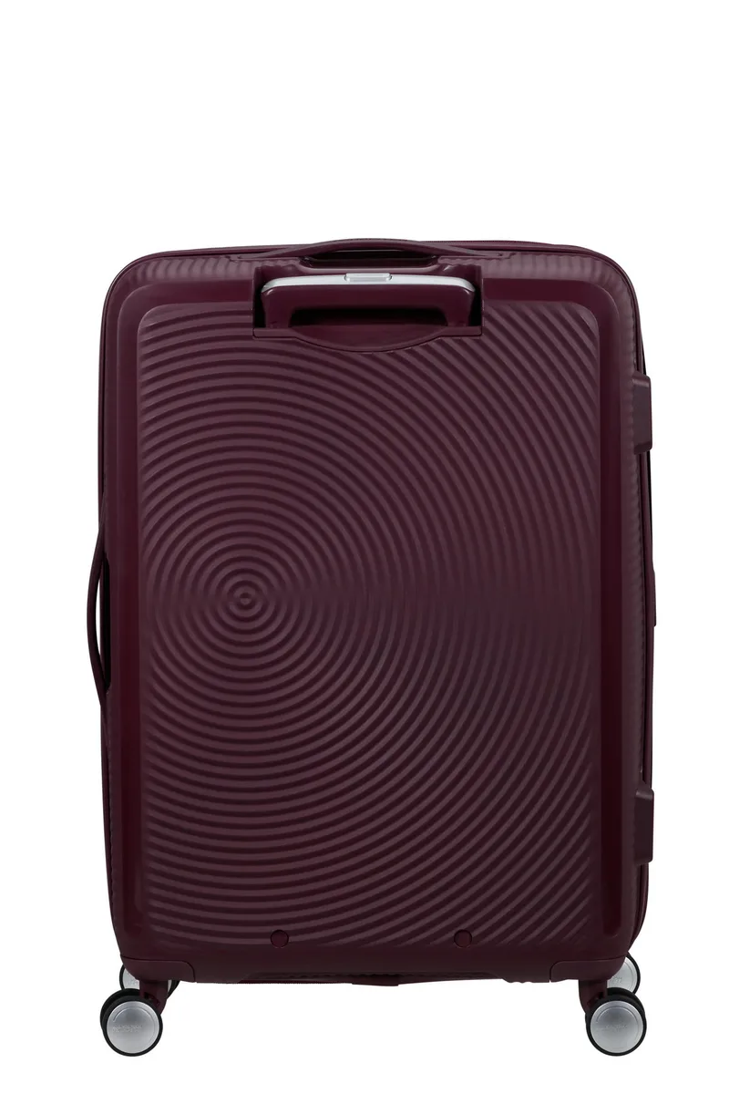 Чемодан American Tourister, Soundbox, полипропилен, средний, 67 см, 71.5/81 л, TSA, 4 колеса, EXP, бордового цвета.