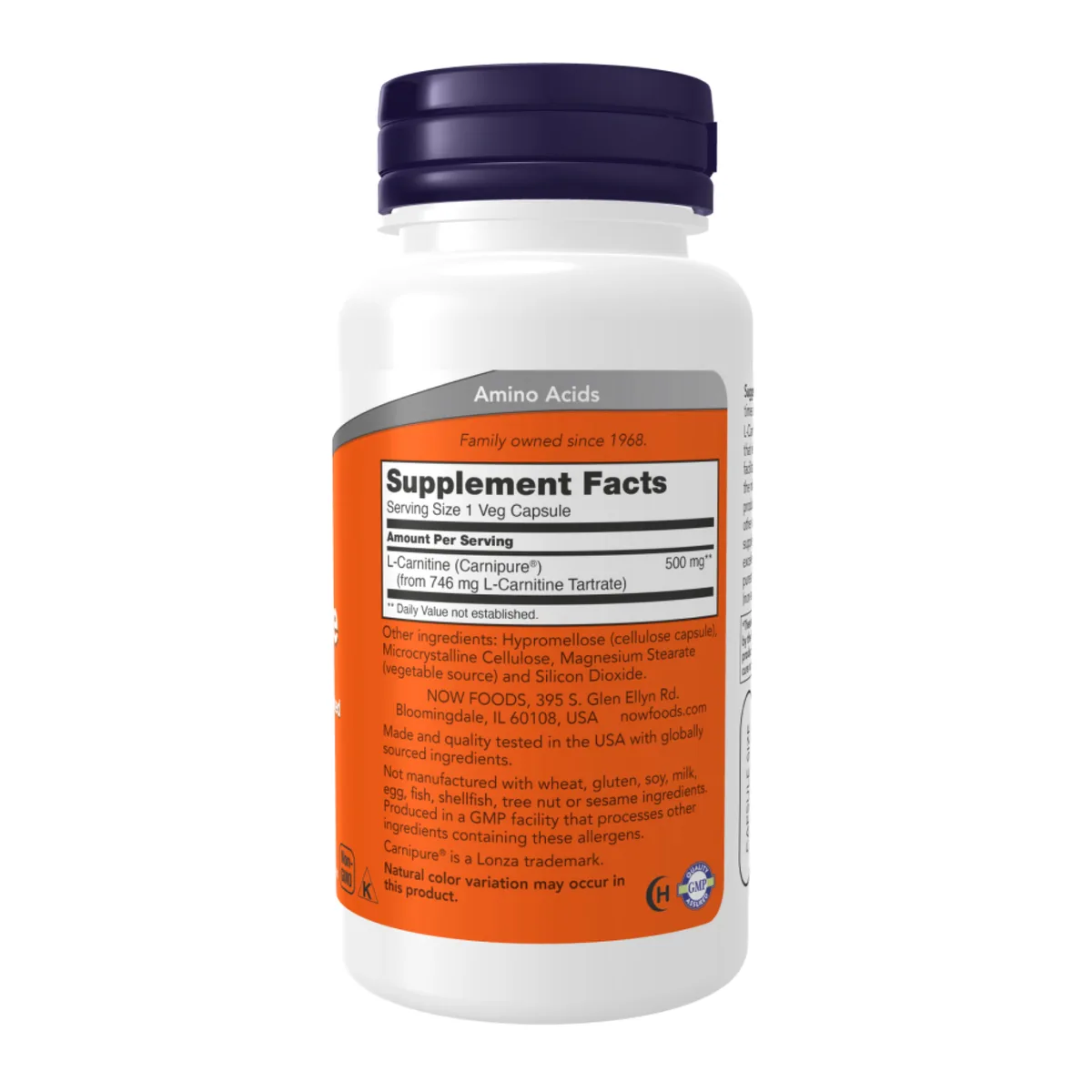 L-Carnitine 500mg Now Foods вегетаріанські капсули 60 шт без ГМО