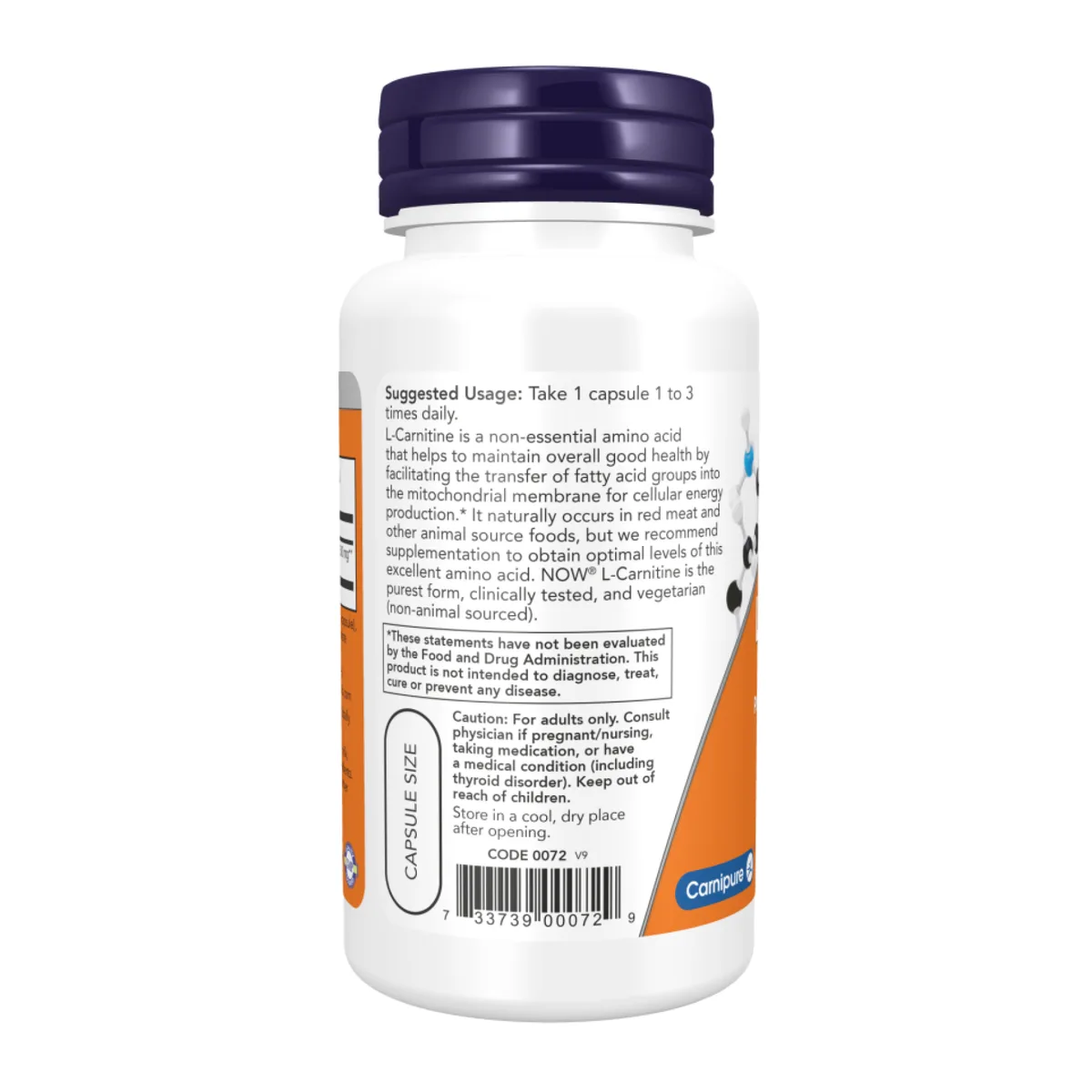 L-Carnitine 500mg Now Foods вегетаріанські капсули 60 шт без ГМО
