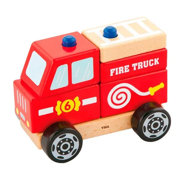 Деревянная пирамидка Viga Toys красная экологическая 16х9х16 см