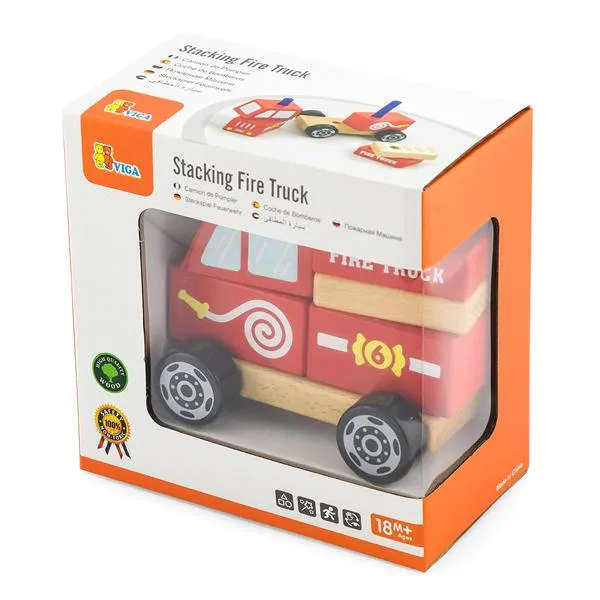 Деревянная пирамидка Viga Toys красная экологическая 16х9х16 см